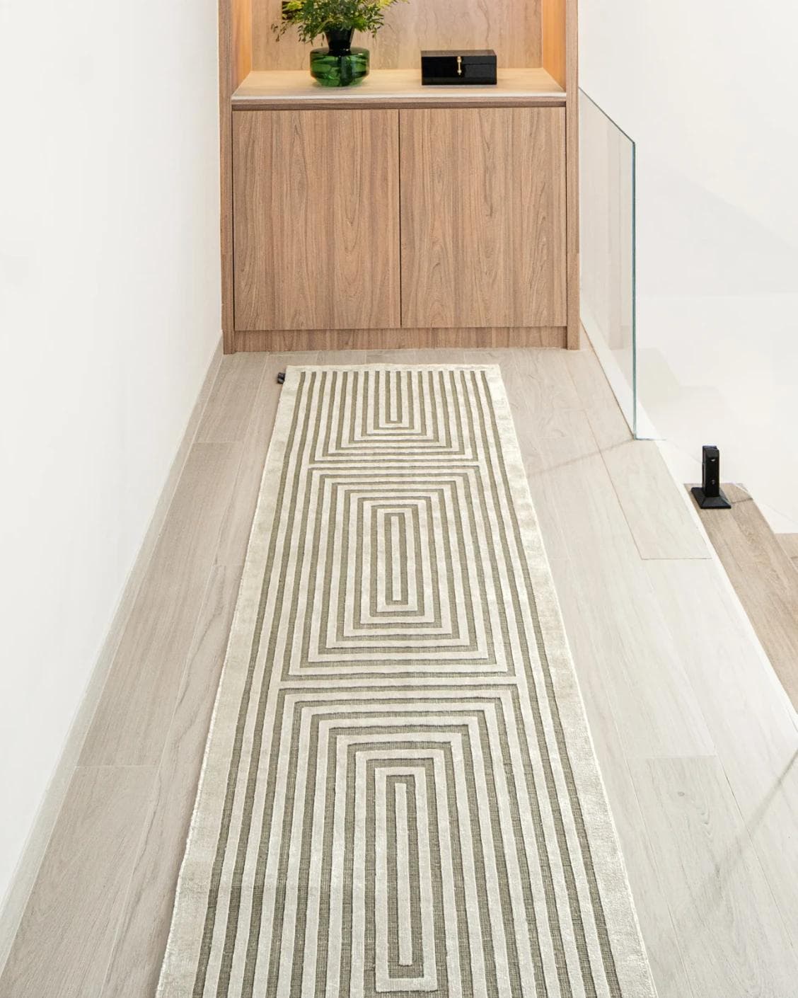 Harf Noon Sandy Runners carpet in beige and ivory, shown in a lifestyle front view