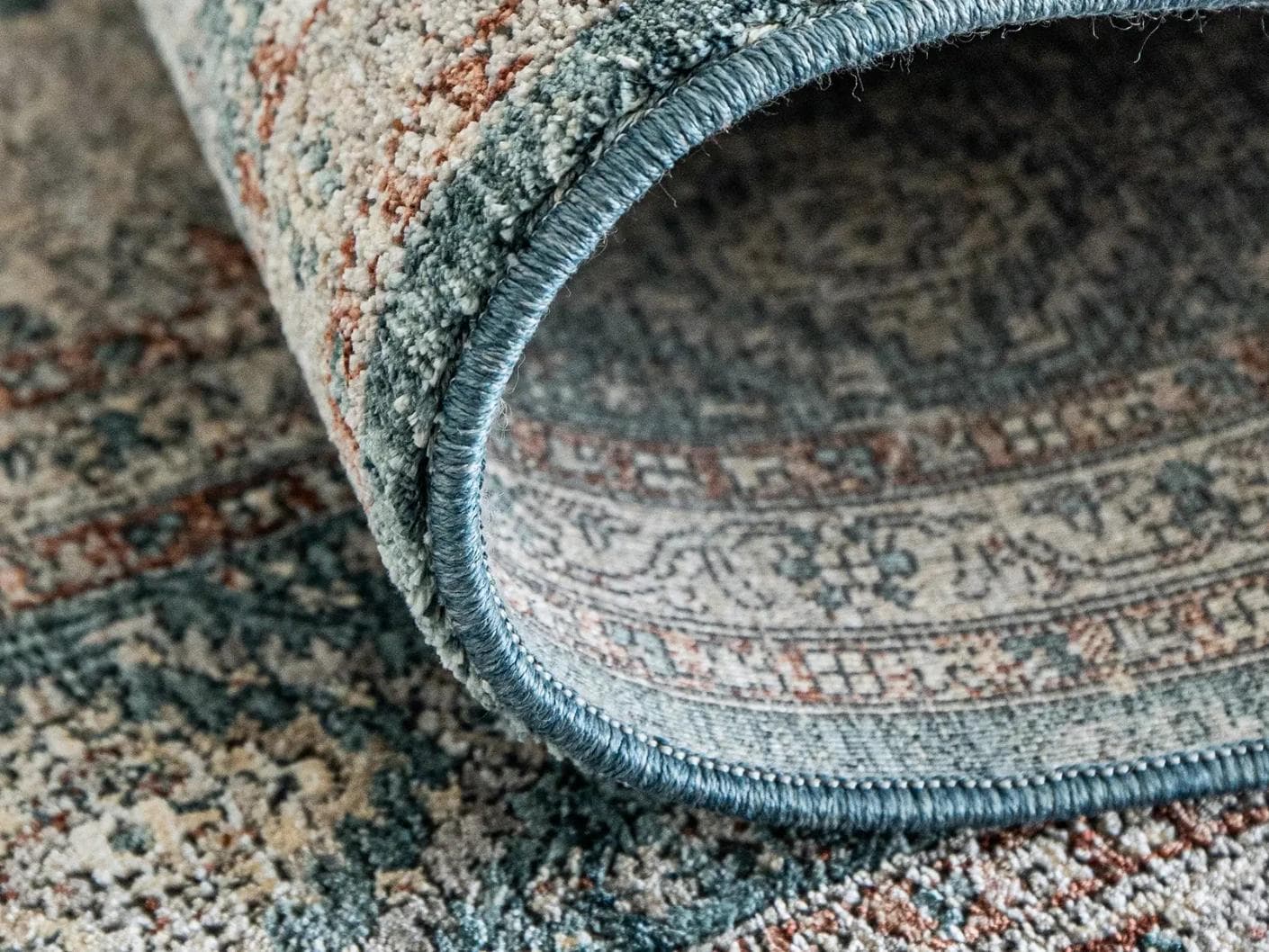 Harper Sky carpet in blue, shown in a product close-up as image 7