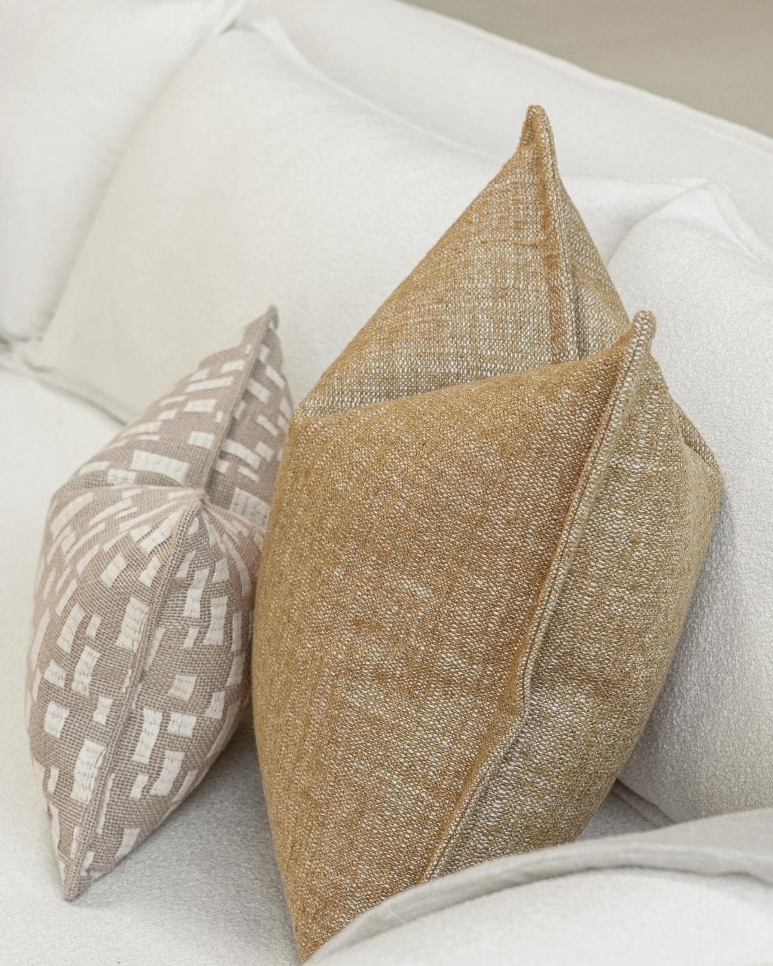 Hash Bundle cushion in beige and yellow, shown in a product right view as image 7
