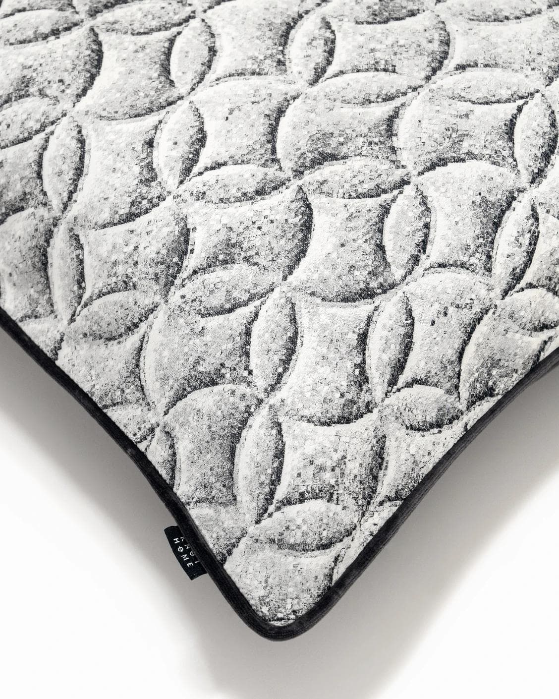 Heera Steele cushion in white and black, shown in a product top view as image 7