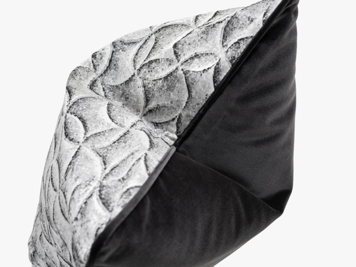 Heera Steele cushion in white and black, shown in a product top view as image 8