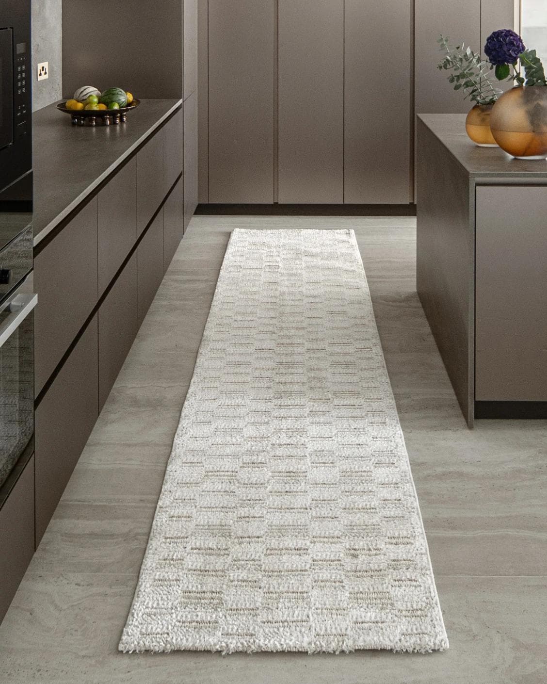 Henry Dune Runners carpet in beige, shown in a lifestyle front view
