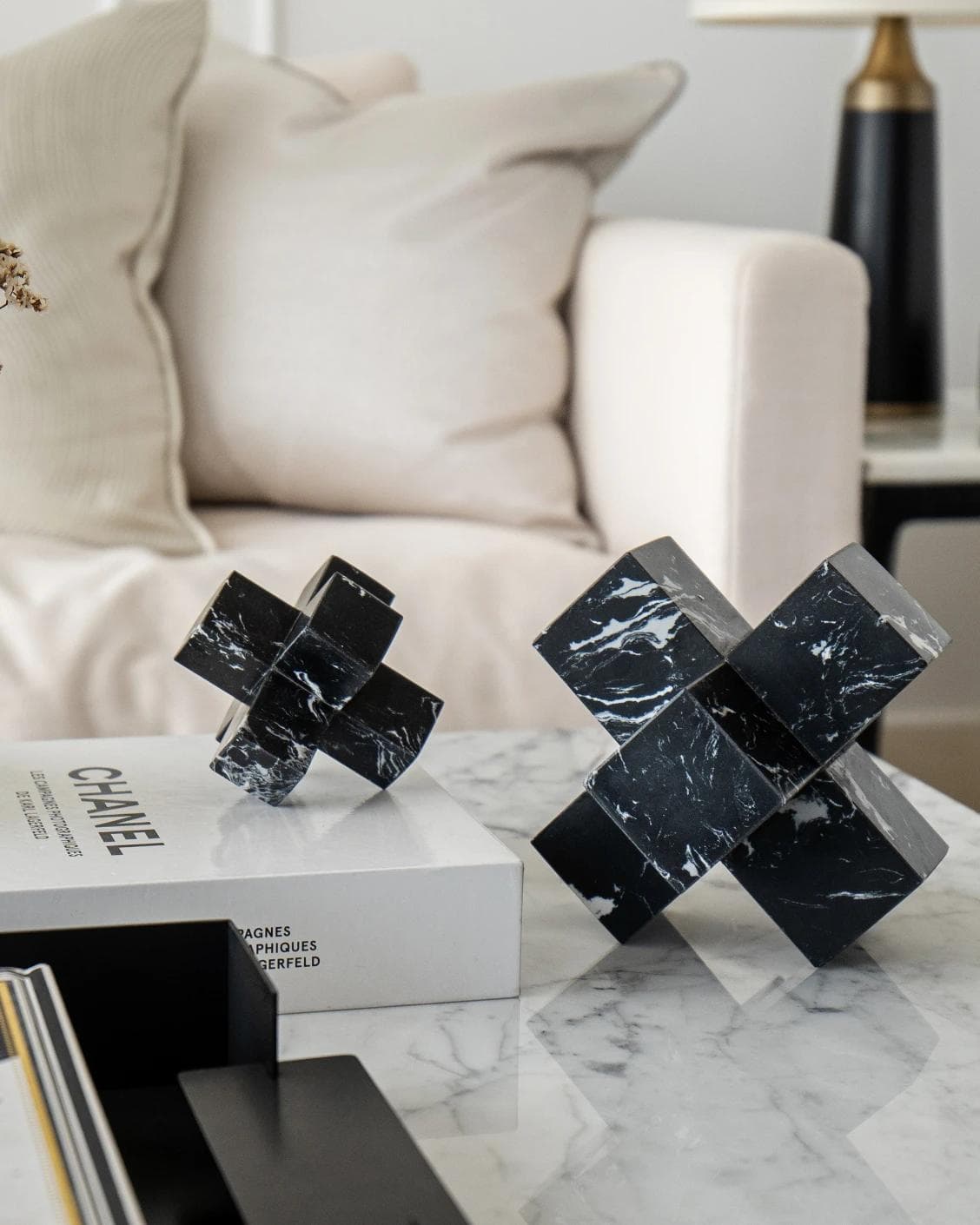 Herman Ellis statues and sculptures in black, shown in a lifestyle front view as image 6