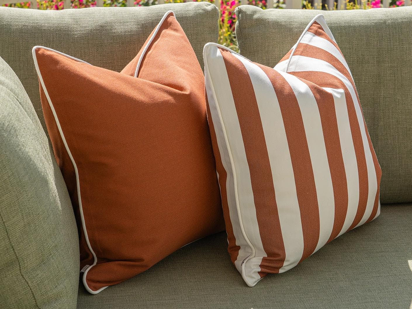 Hisao Bundle cushion in rust, shown in a lifestyle left view as image 5