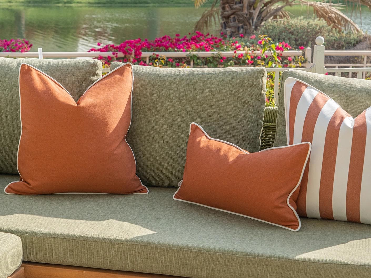 Hisao Bundle cushion in rust, shown in a lifestyle right view as image 7