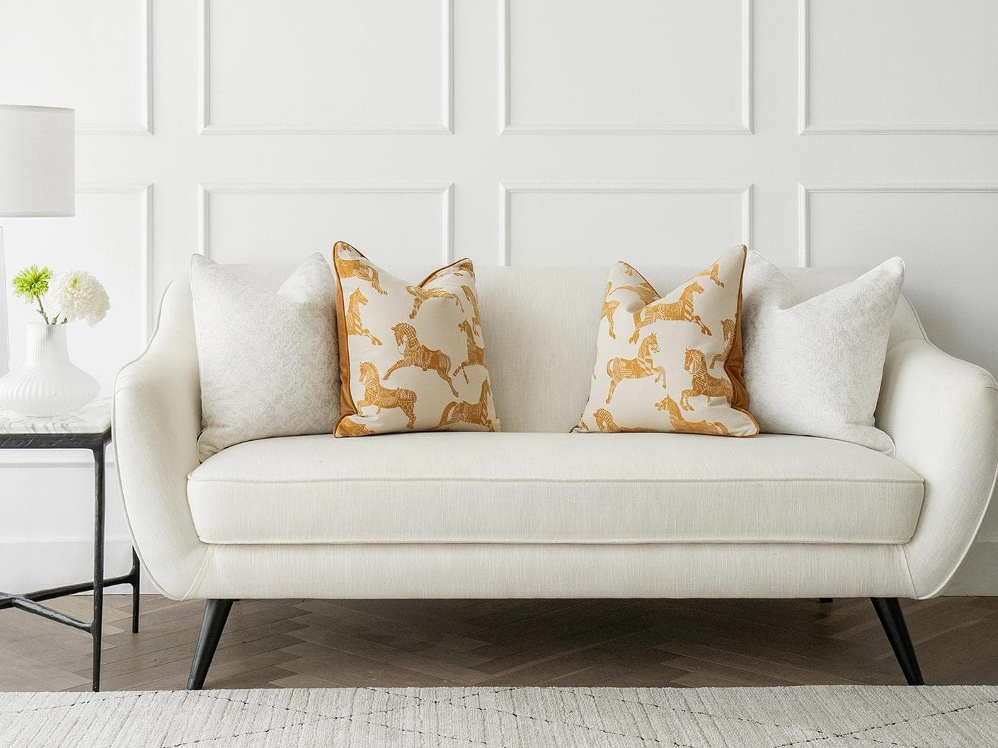 Alona Bundle bundle - indoor in white, orange and beige, shown in a lifestyle front view as image 1