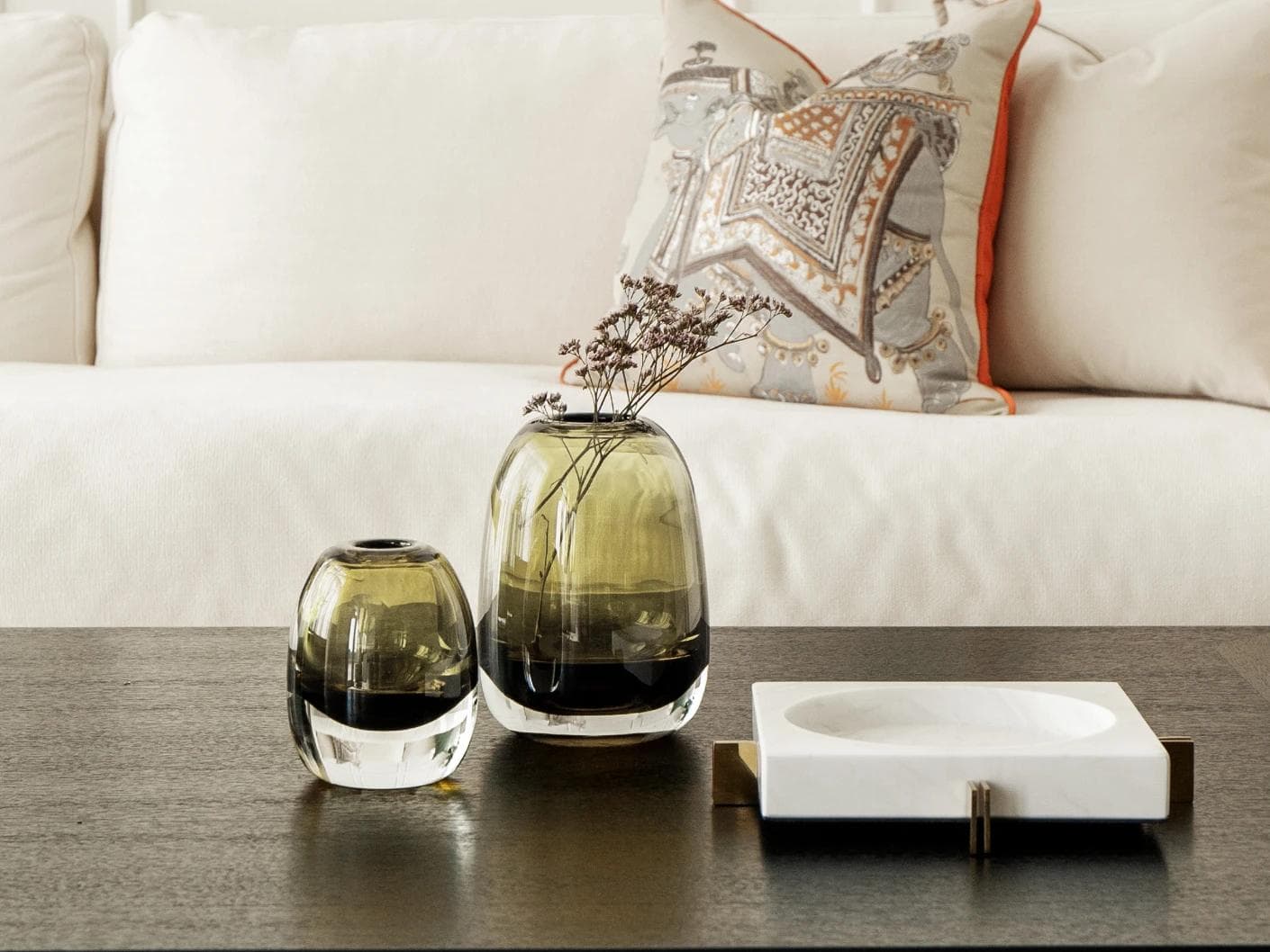 Rainier Storms vases in yellow, shown in a lifestyle front view as image 6