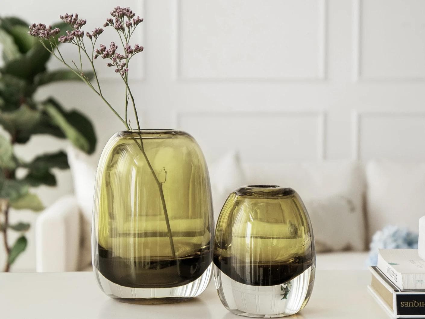 Rainier Storms vases in yellow, shown in a lifestyle front view as image 5