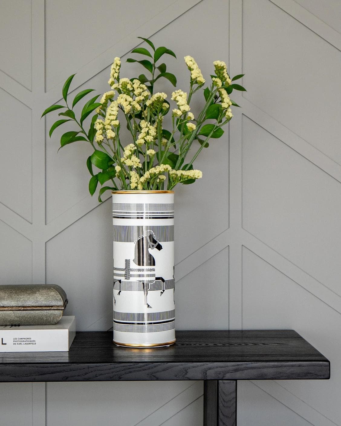 Aurora Arneson vases in white and black, shown in a lifestyle front view as image 5