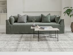Ada Ivory carpet in ivory and taupe, shown in a lifestyle front view