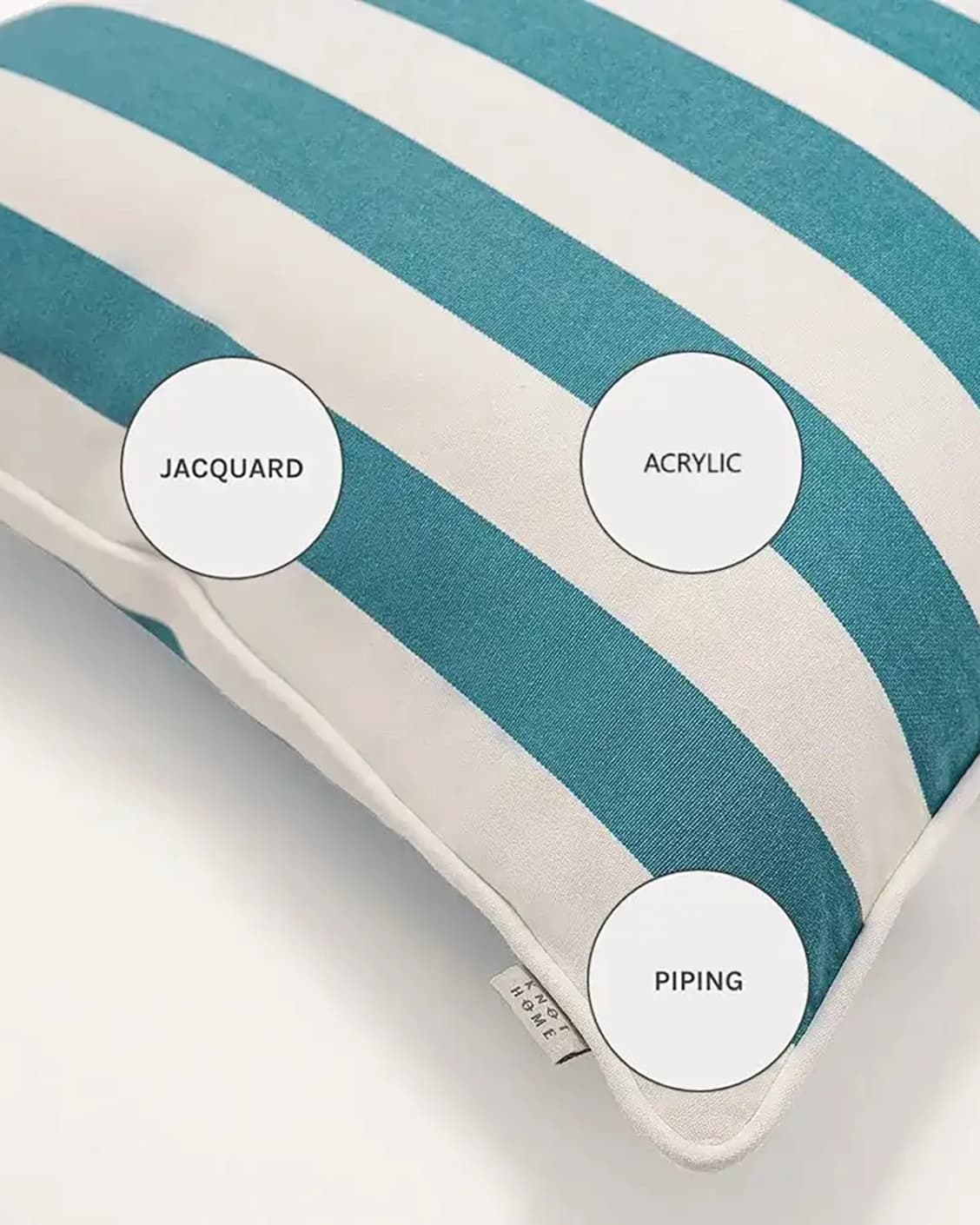 Aelia Azure cushions in azure, blue and soft ivory, shown in a product close-up as image 9