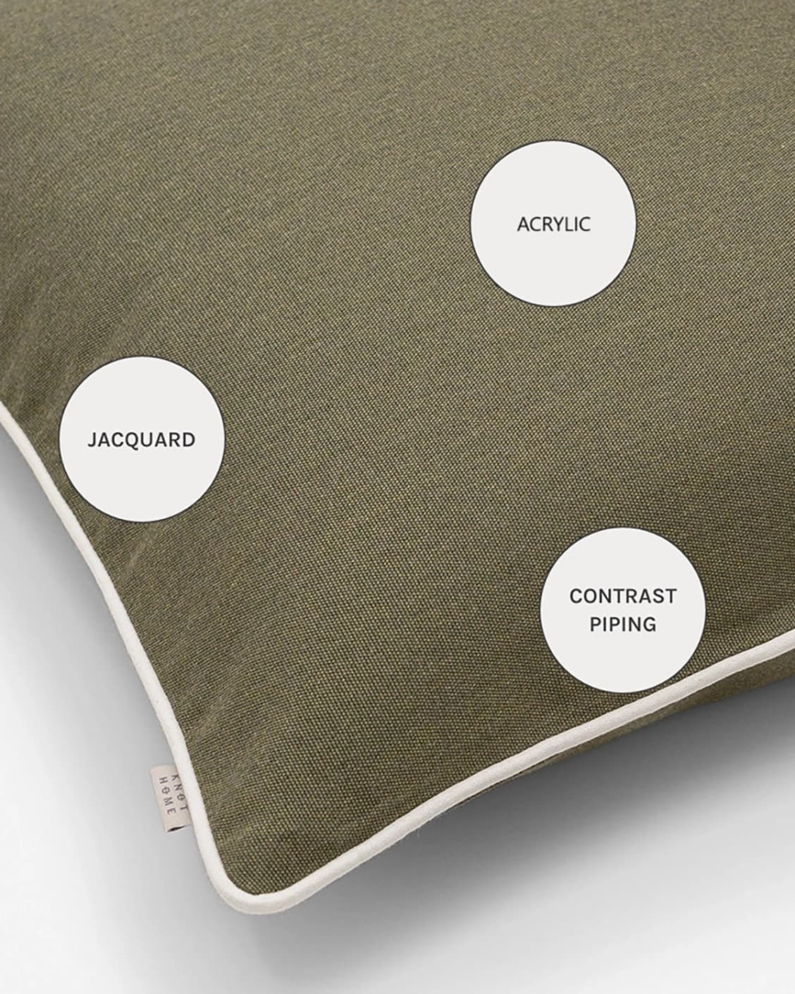 Aelia Olive cushions in olive, deep olive and green, shown in a product close-up as image 11