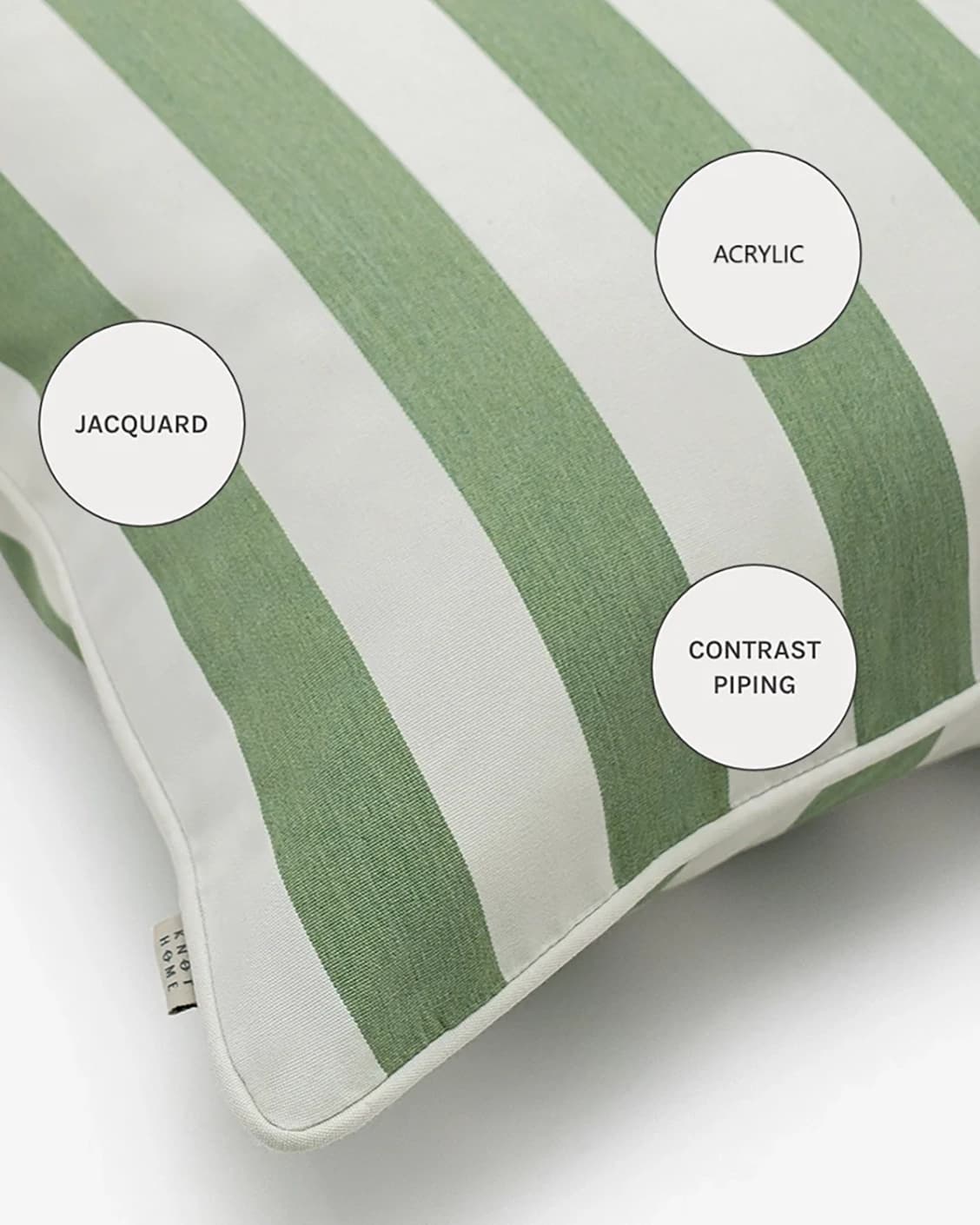 Aelia Pistachio cushions in pistachio, forest green and green, shown in a product close-up as image 10