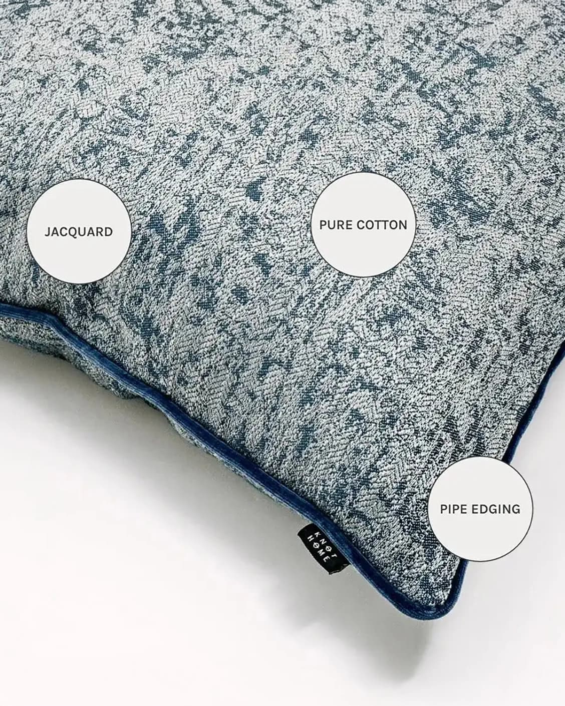 Alba Canova cushions in navy, grey and blue, shown in a product close-up as image 8
