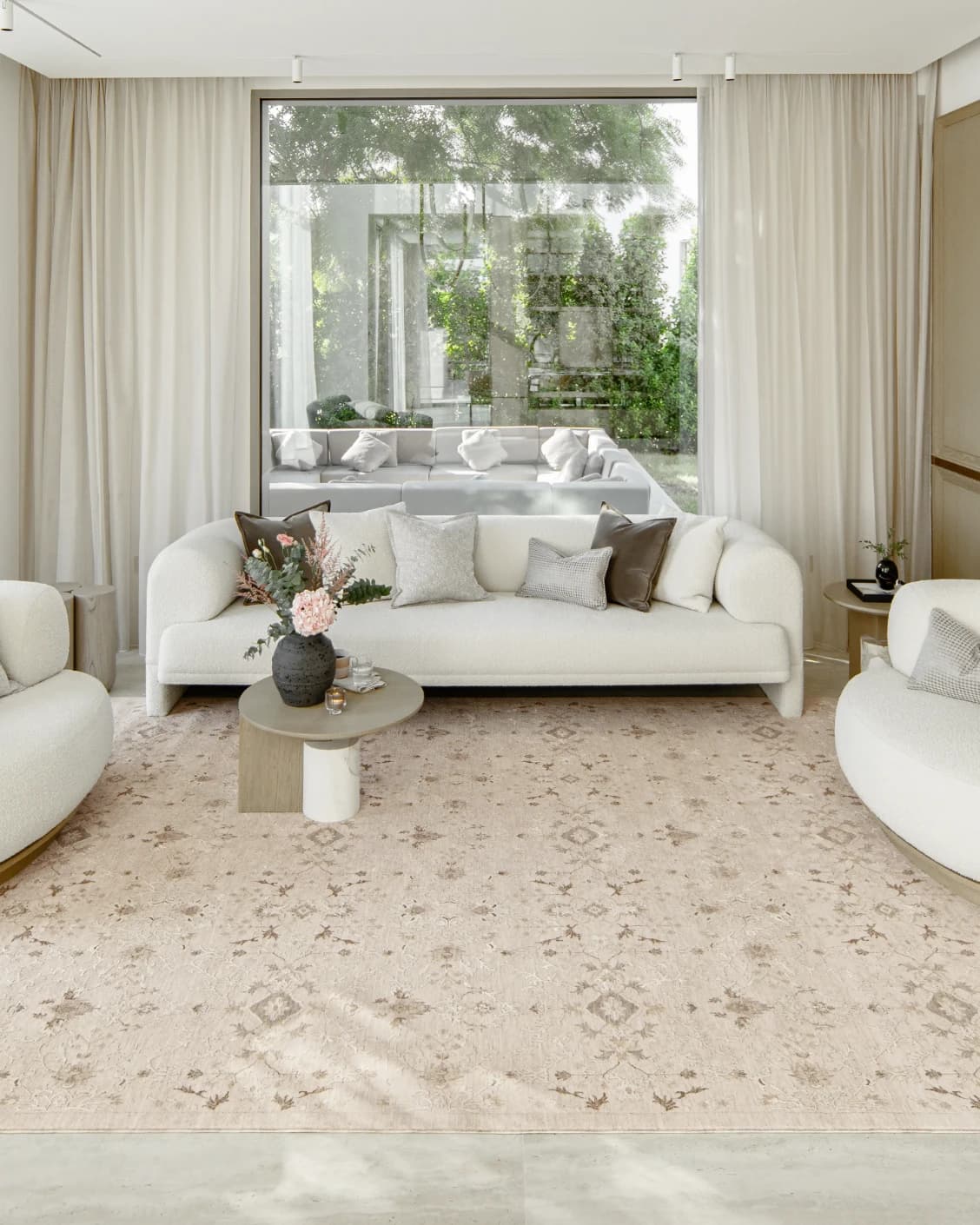 Albert Terra carpet in beige and brown, shown in a lifestyle front view as image 5