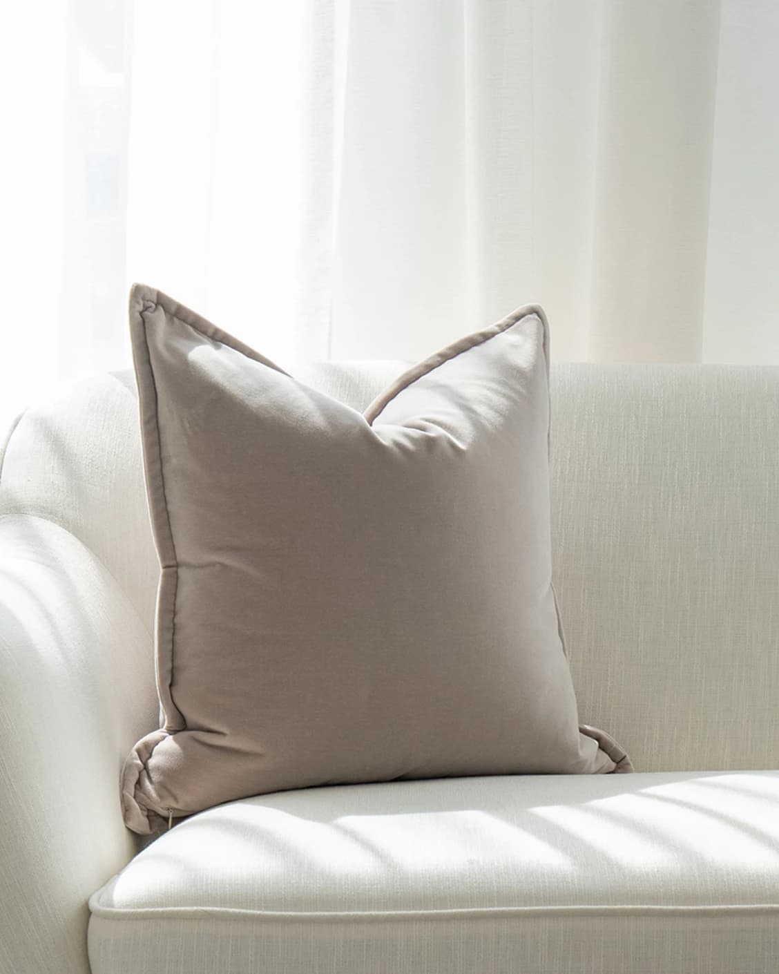 Alessandra Klimt cushion in beige, shown in a lifestyle front view as image 6