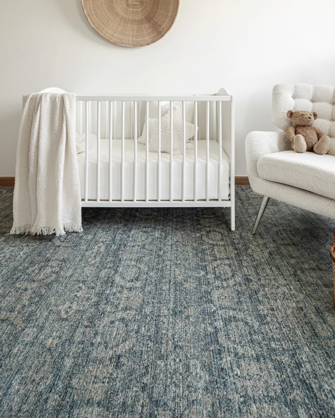 Alexander Azure carpet in blue, shown in a lifestyle front view as image 4