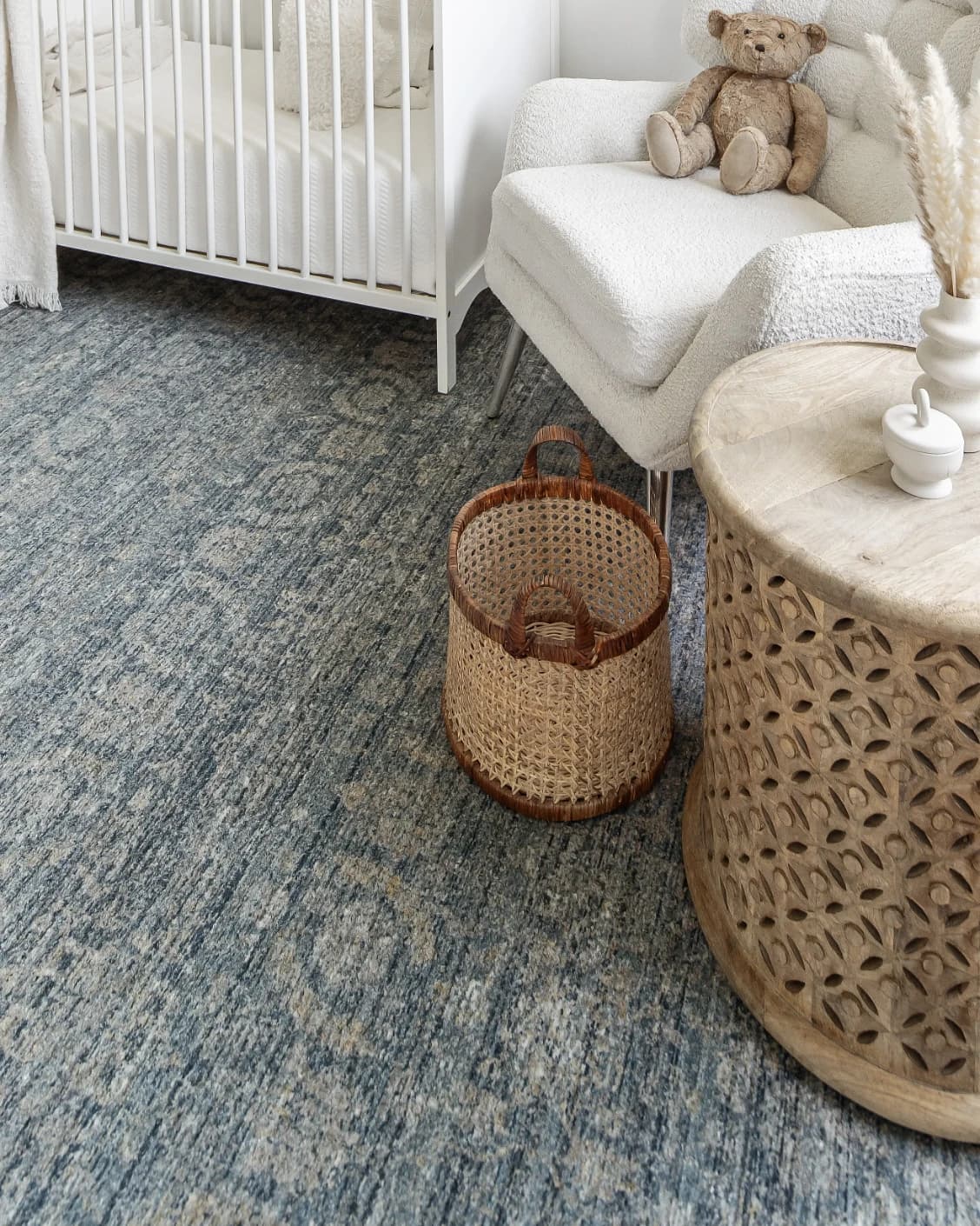 Alexander Azure carpet in blue, shown in a lifestyle right view as image 7