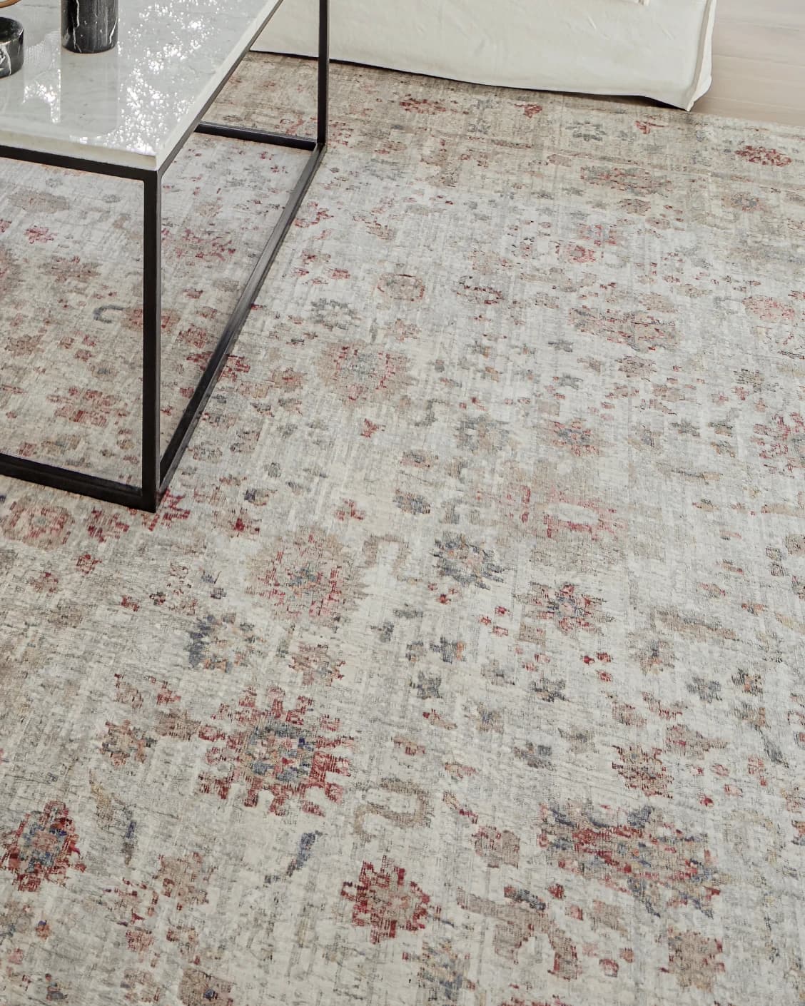 Alexander Dune carpet in red and beige, shown in a lifestyle close-up top view as image 4