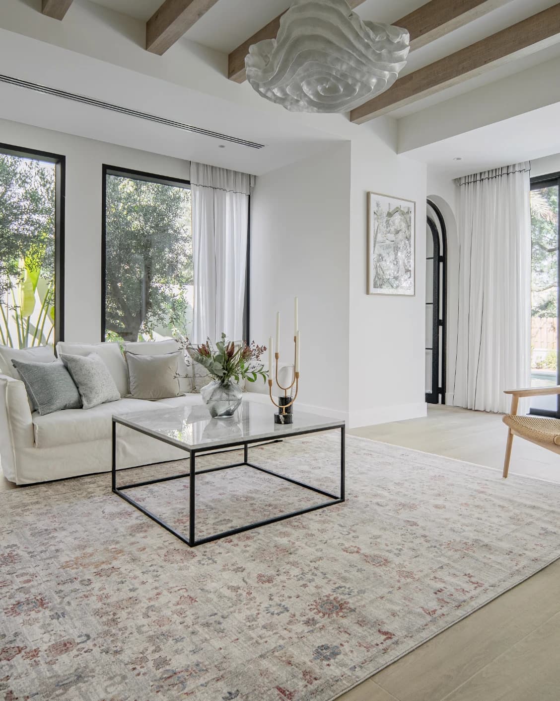 Alexander Dune carpet in red and beige, shown in a lifestyle left view as image 8