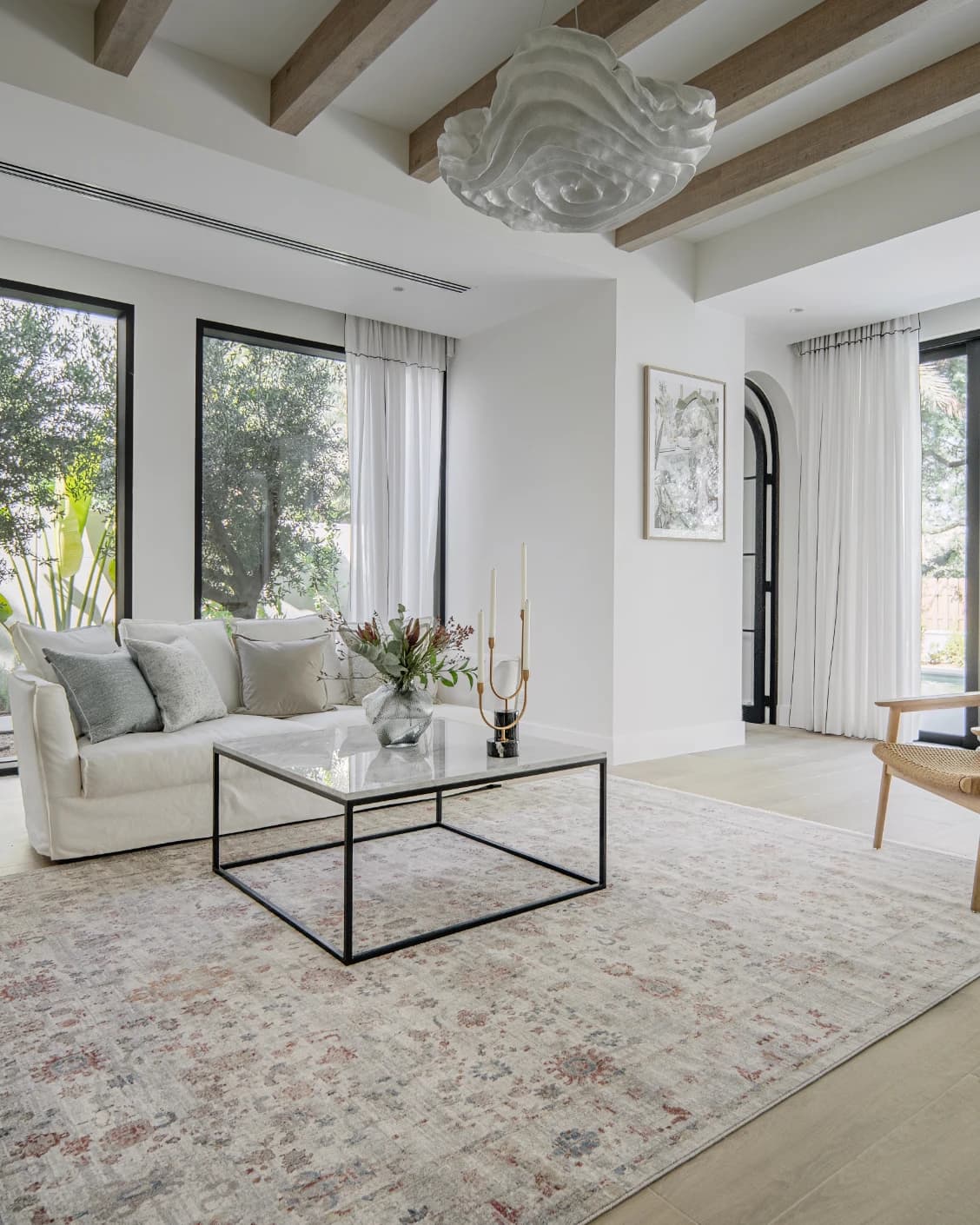 Alexander Dune carpet in red and beige, shown in a lifestyle left view as image 9