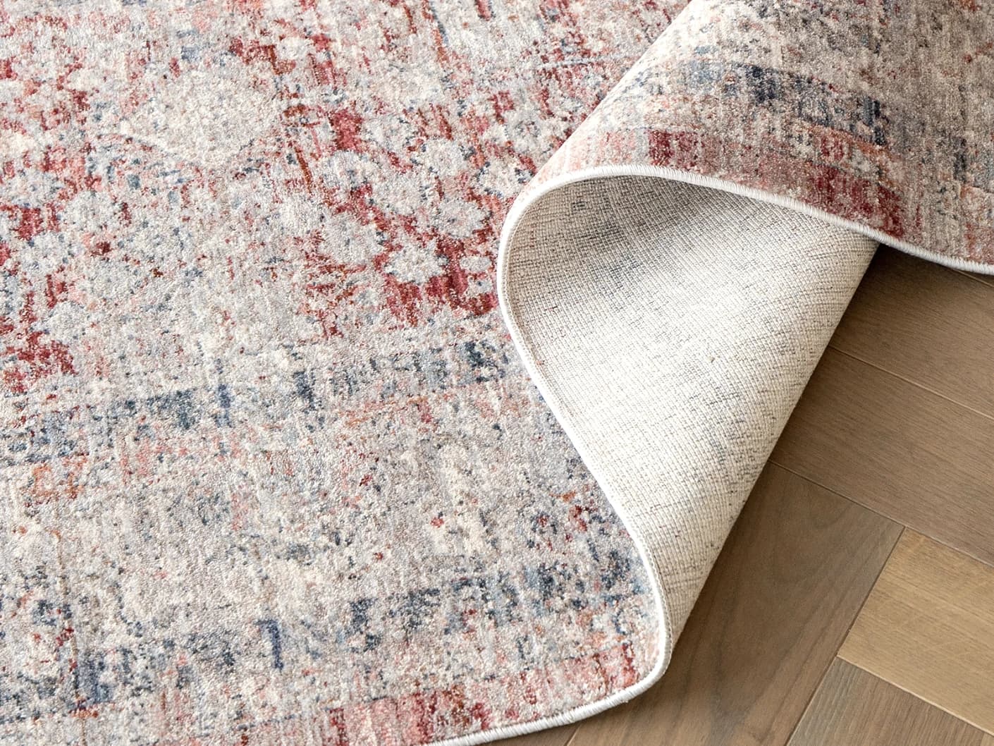 Alexander Rosso carpets in red and beige, shown in a product top view