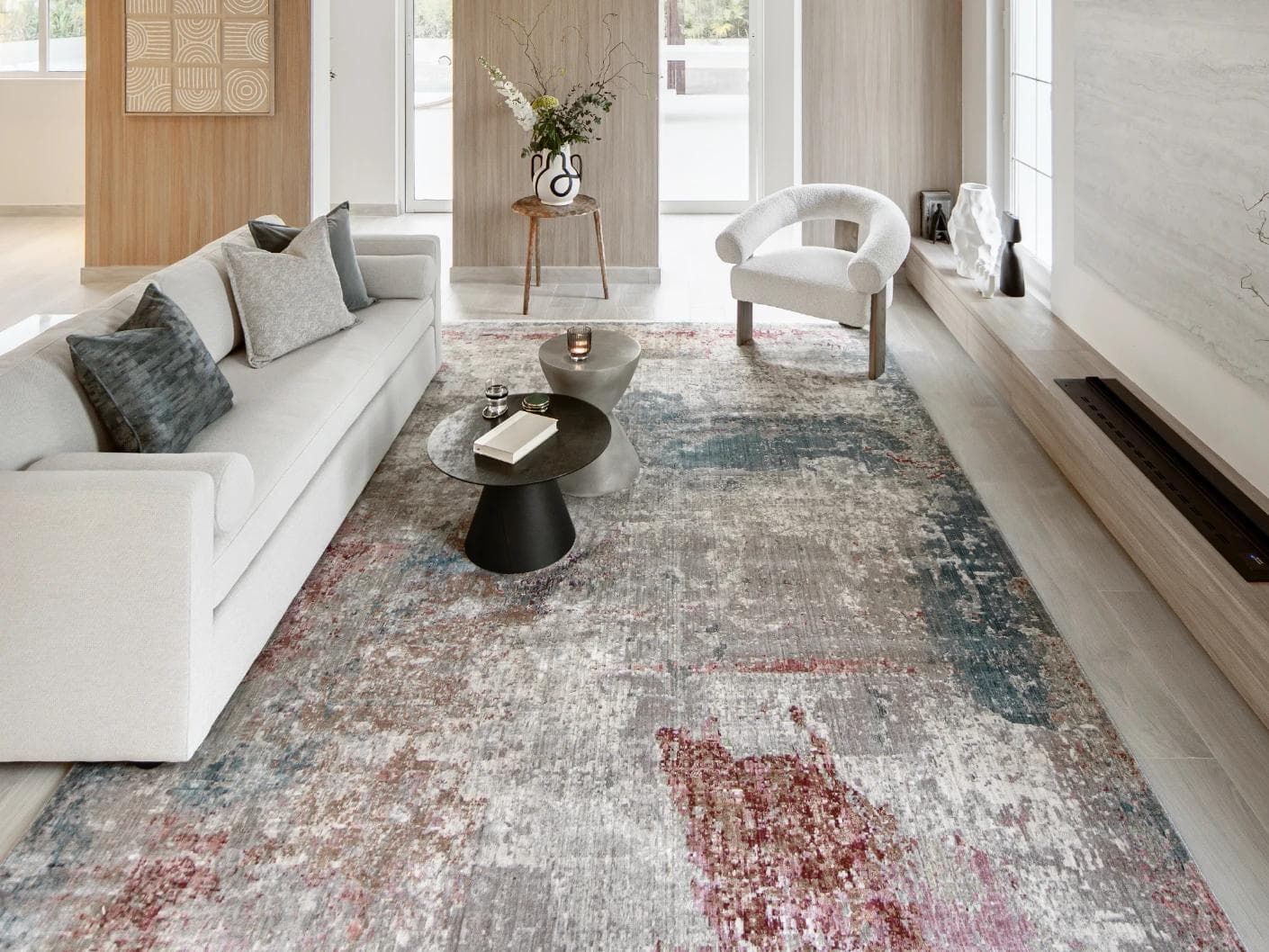 Alexander Russell carpet in beige, rust and blue, shown in a lifestyle front view as image 6