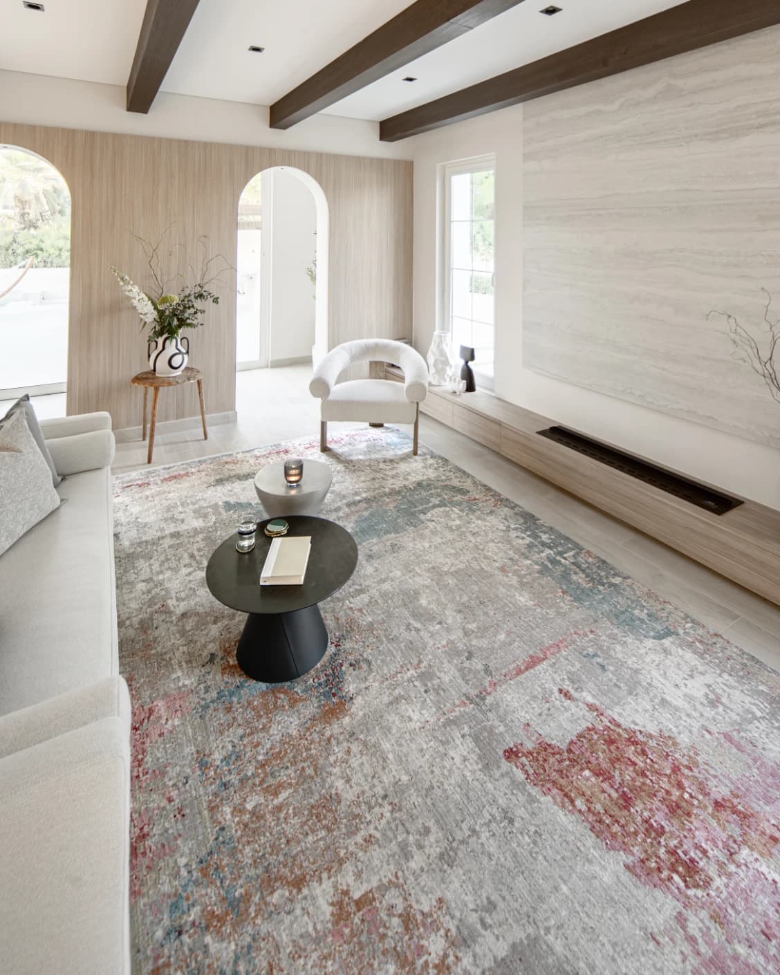 Alexander Russell carpet in beige, rust and blue, shown in a product as image 12