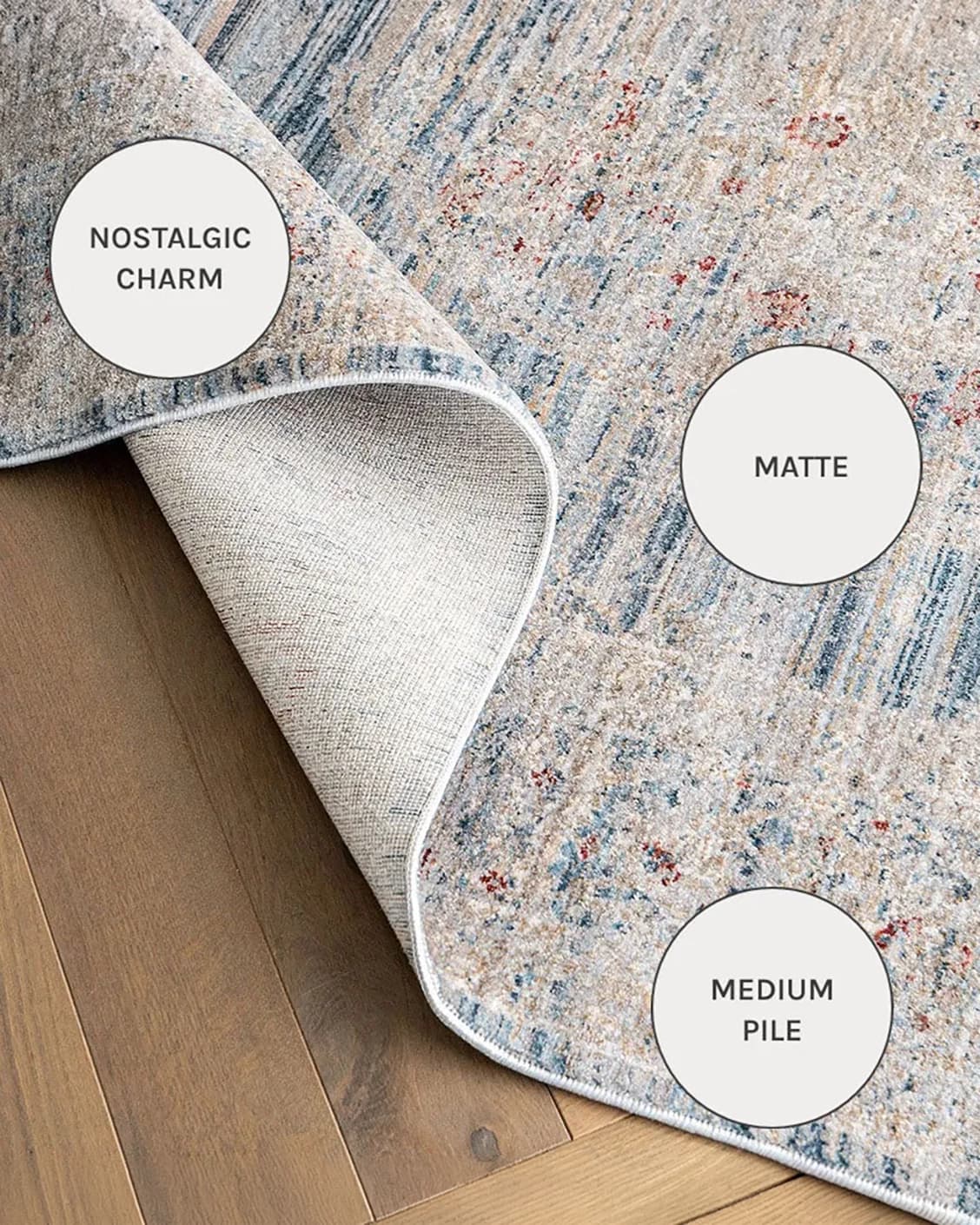 Alexander Sky carpets in sky, pale blue, blue and beige, shown in a close-up as image 16