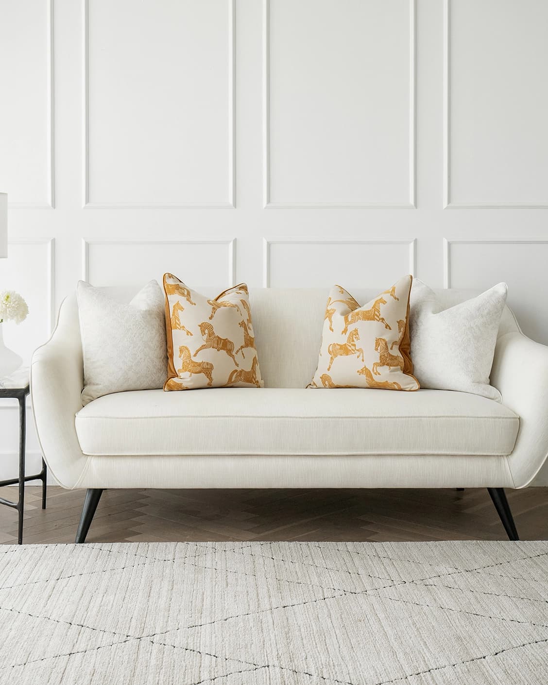 Alona Bundle bundle - indoor in white, orange and beige, shown in a lifestyle front view as image 1