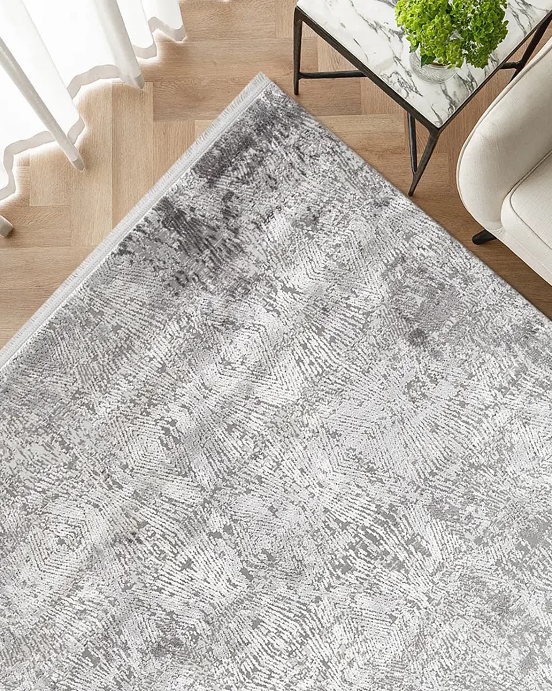 Athena Ashton carpet in grey and off white, shown in a product top view as image 2