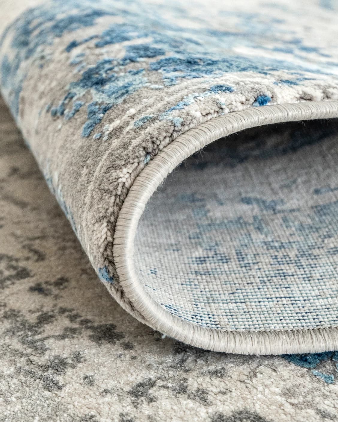 Athena Sky Runners carpet in sky, blue and grey, shown in a product close-up top view as image 5