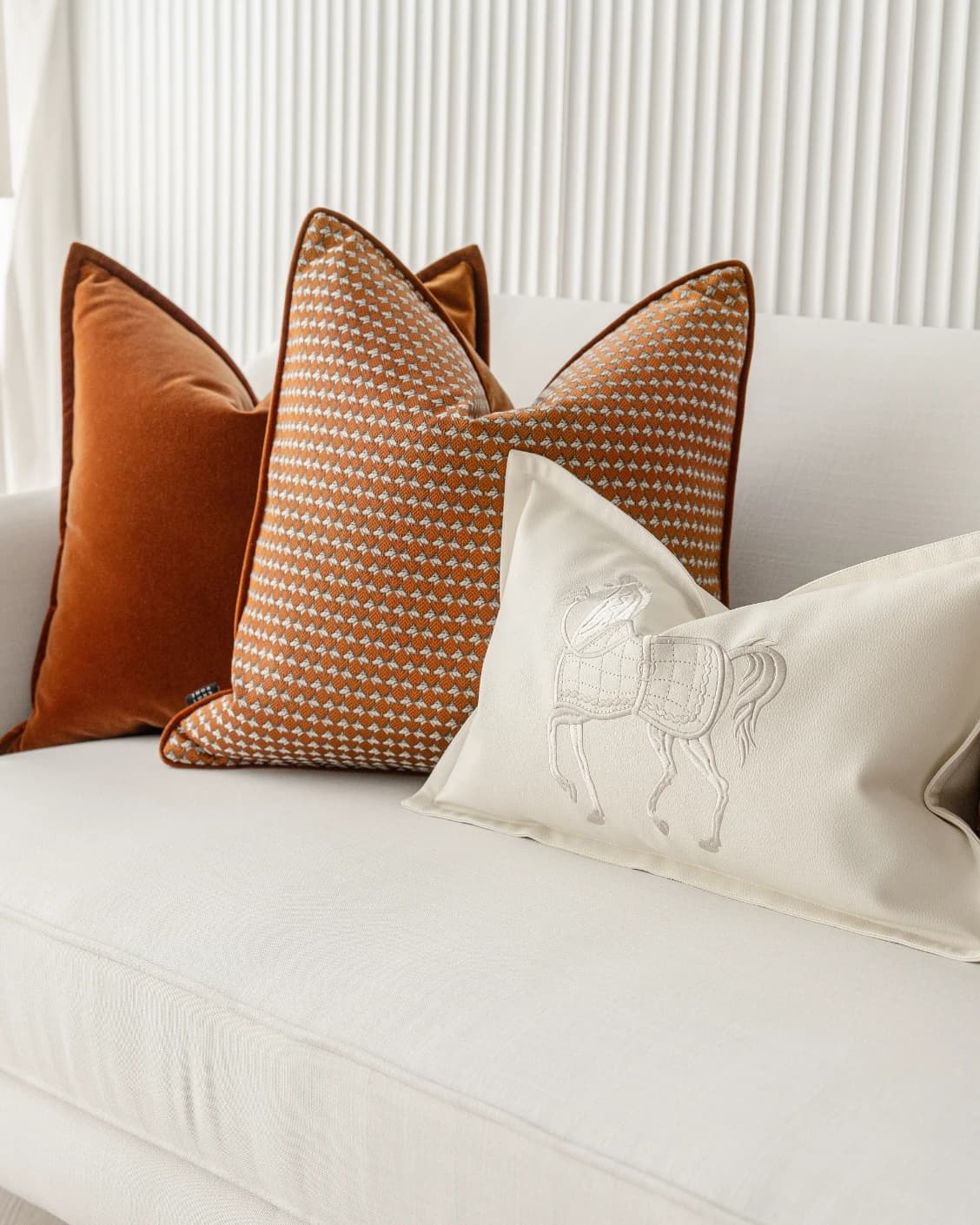 Auburn Bundle bundle - indoor in rust, white and orange, shown in a lifestyle right view as image 1