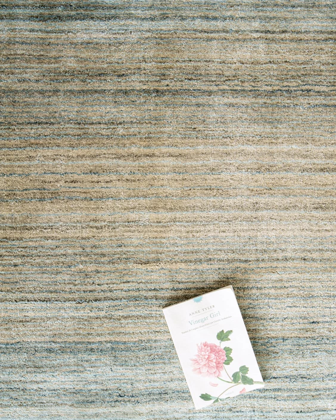 Ava Sandy carpet in sandy, turquoise and beige, shown in a product top view as image 10