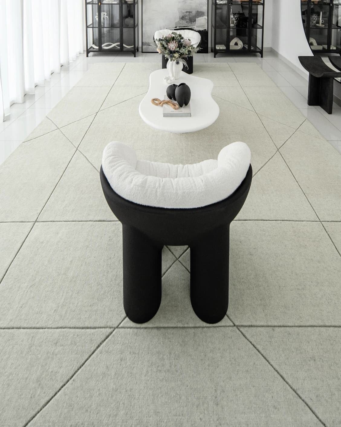 Axis Bianca carpet in beige, shown in a lifestyle front view as image 4