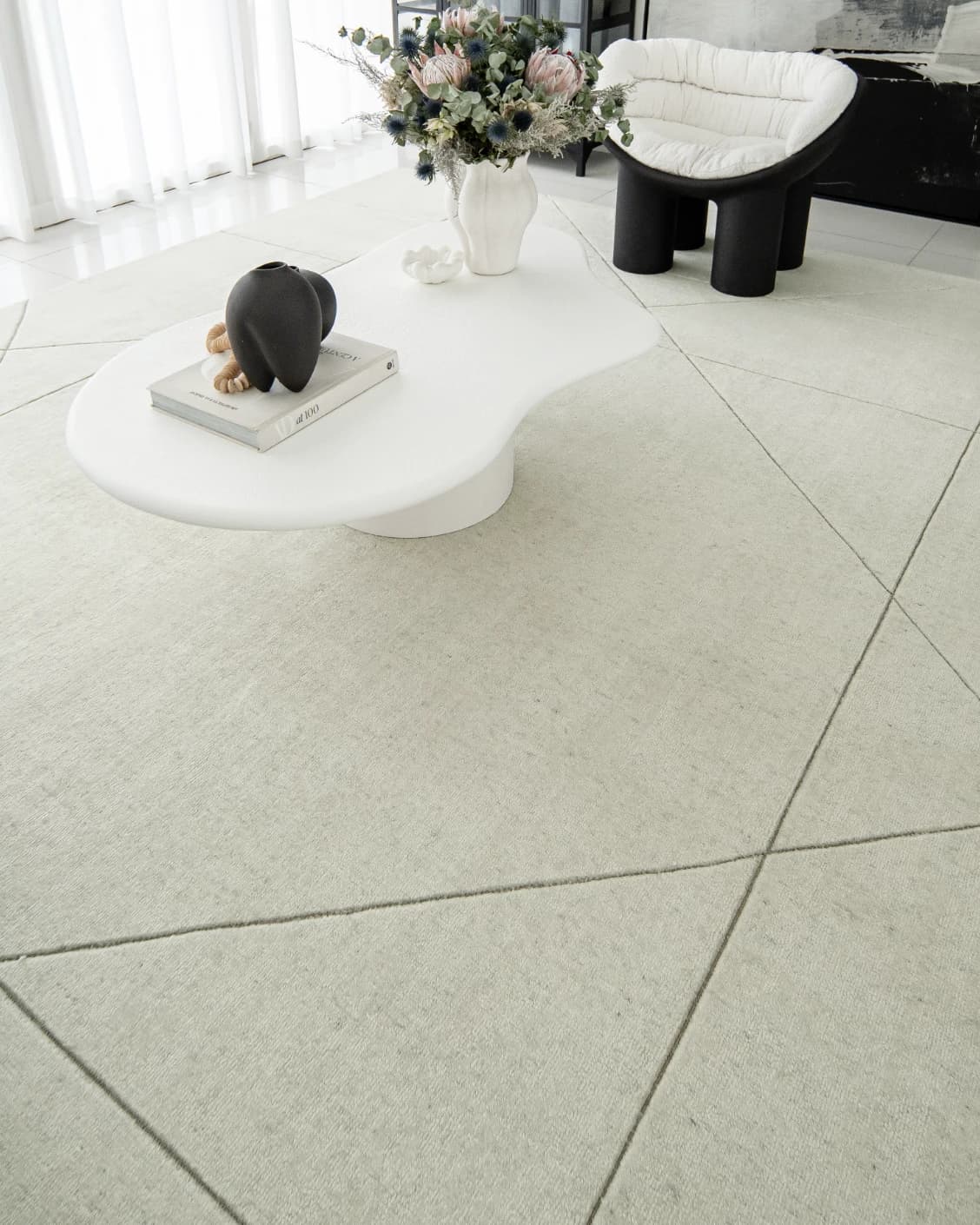 Axis Bianca carpet in beige, shown in a lifestyle right view as image 8