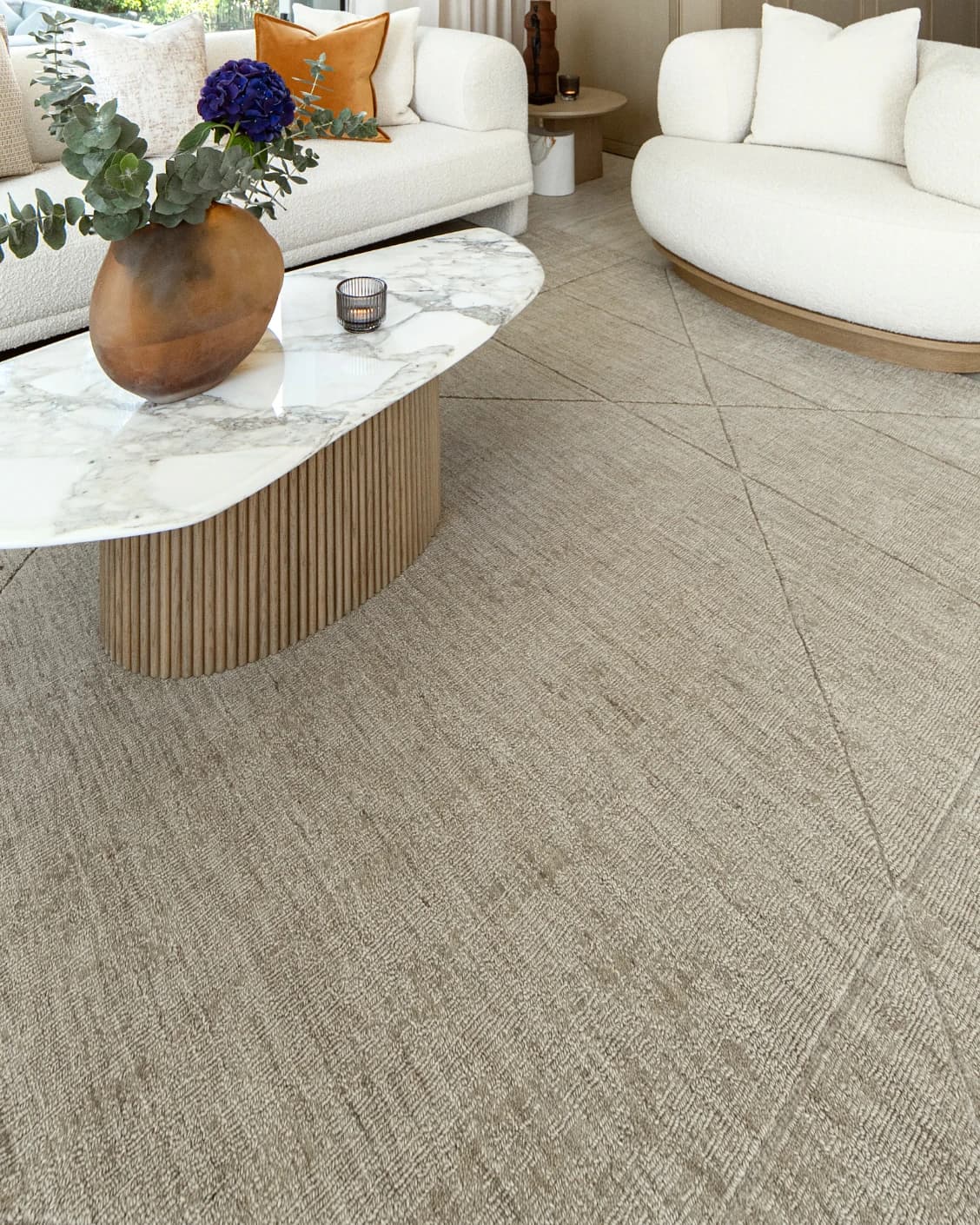 Axis Oat carpet in beige and brown, shown in a lifestyle left view as image 6