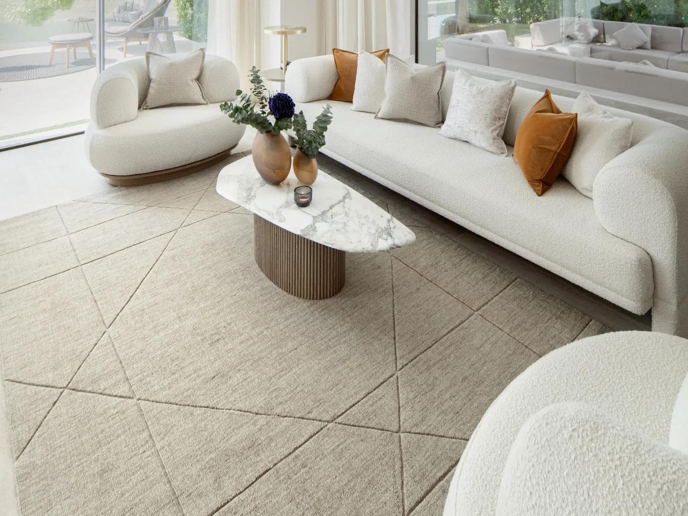 Axis Oat carpets in beige and brown, shown in a lifestyle right view as image 3