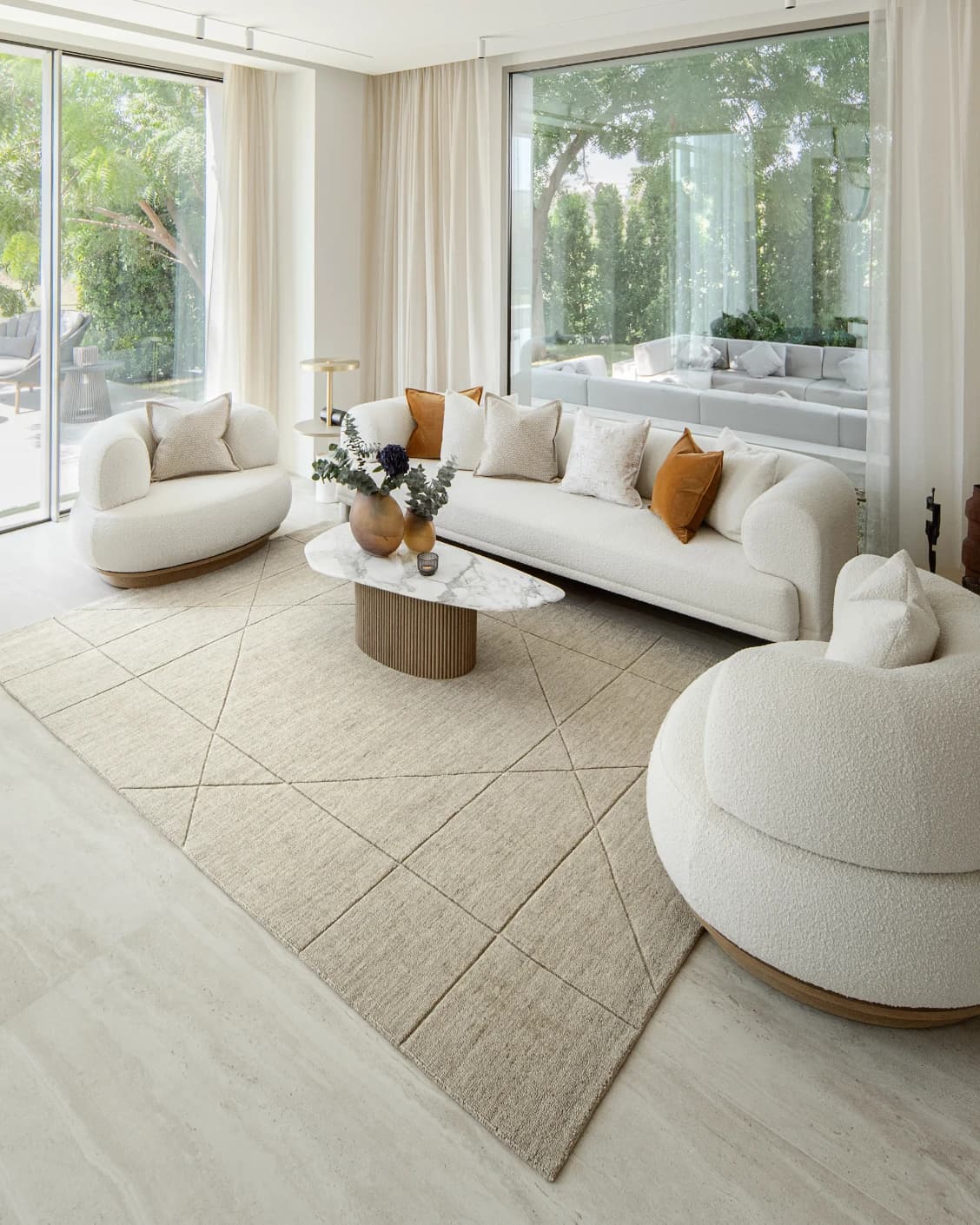 Axis Oat carpet in beige and brown, shown in a lifestyle right view as image 7