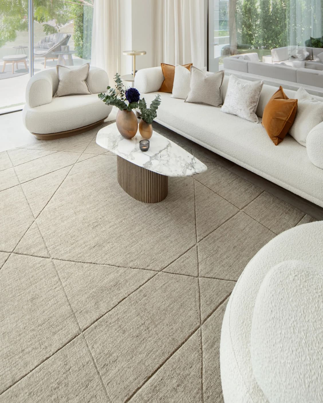 Axis Oat carpet in beige and brown, shown in a lifestyle right view as image 8