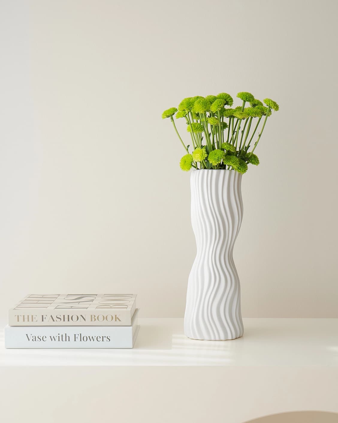 Baiza Arneson vases in white, shown in a lifestyle front view as image 2