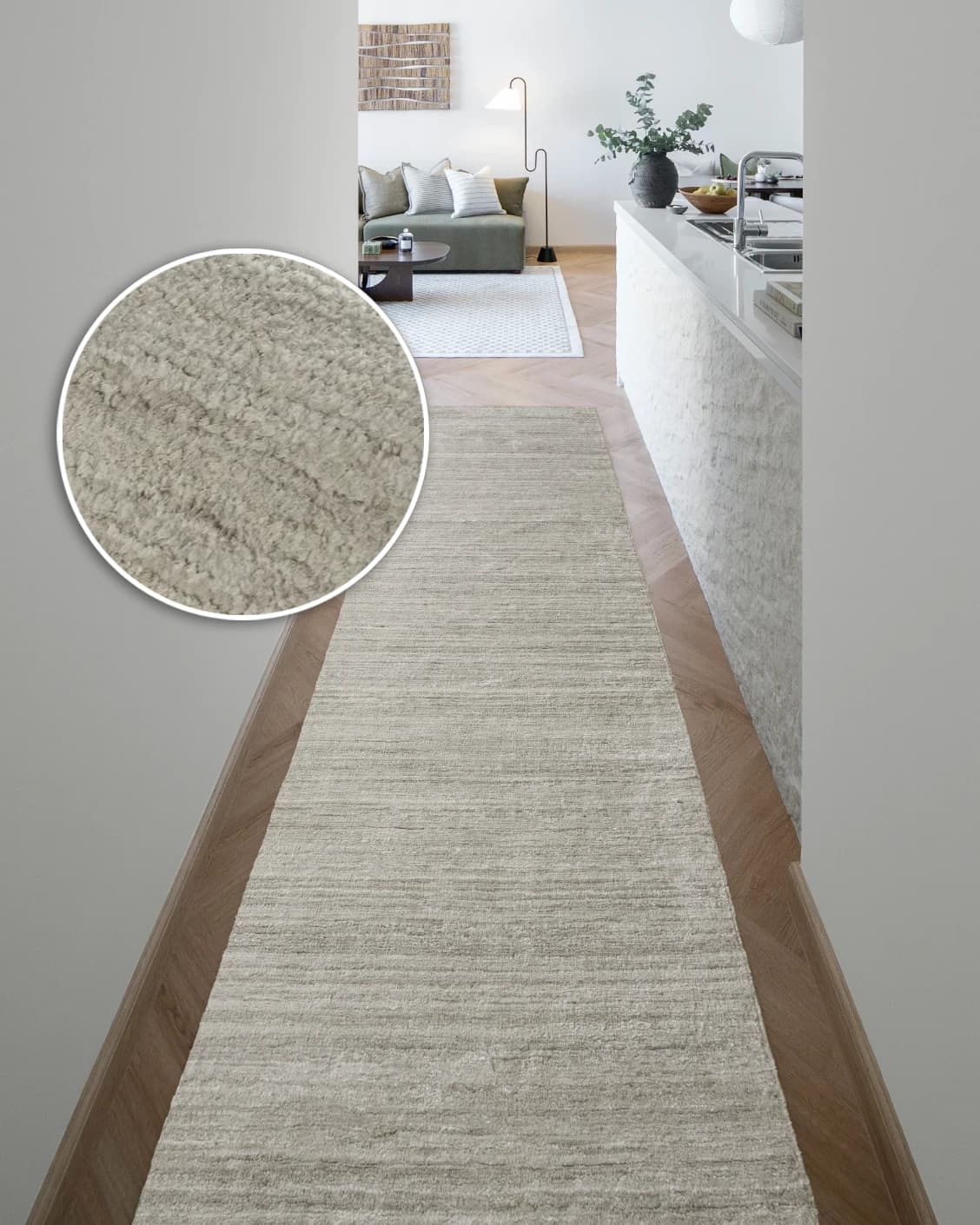 Beatrice Alba Runners carpet in grey, shown in a lifestyle front view as image 2