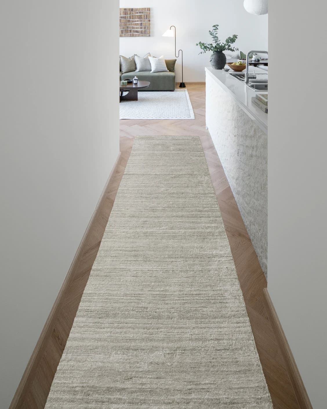 Beatrice Alba Runners carpet in grey, shown in a lifestyle front view as image 2