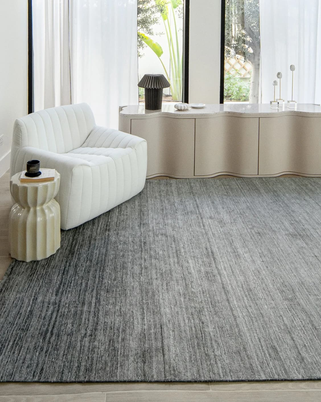 Beatrice Ashton carpet in grey, shown in a lifestyle front view as image 7