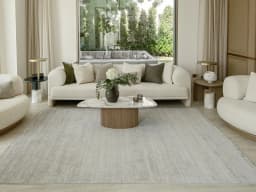 Beatrice Dune 02 carpet in dune and grey, shown in a lifestyle front view