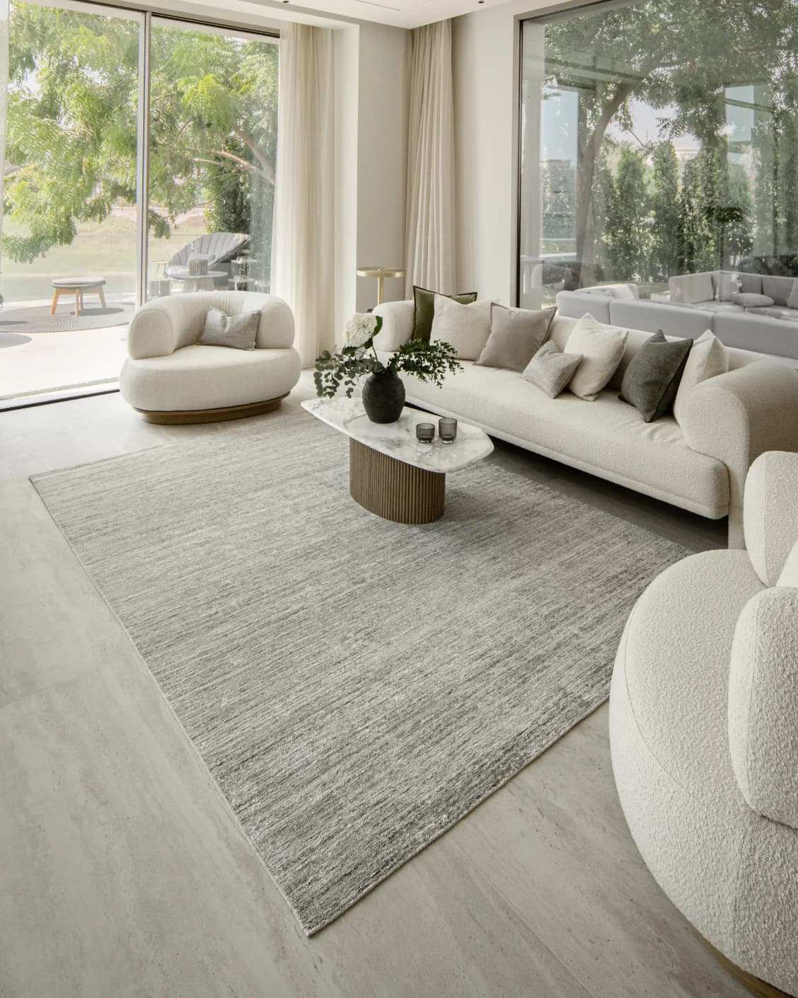 Beatrice Dune 02 carpet in dune and grey, shown in a lifestyle right view as image 9