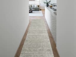 Beatrice Dune 02 Runners carpet in dune and grey, shown in a lifestyle front view