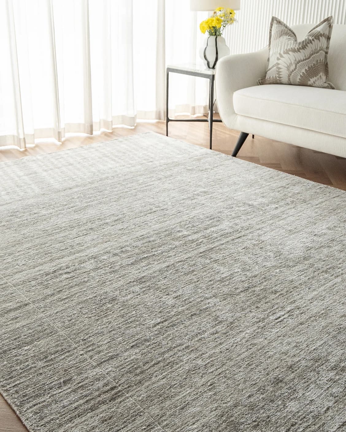 Beatrice Dune 01 carpet in dune and grey, shown in a lifestyle right view as image 5