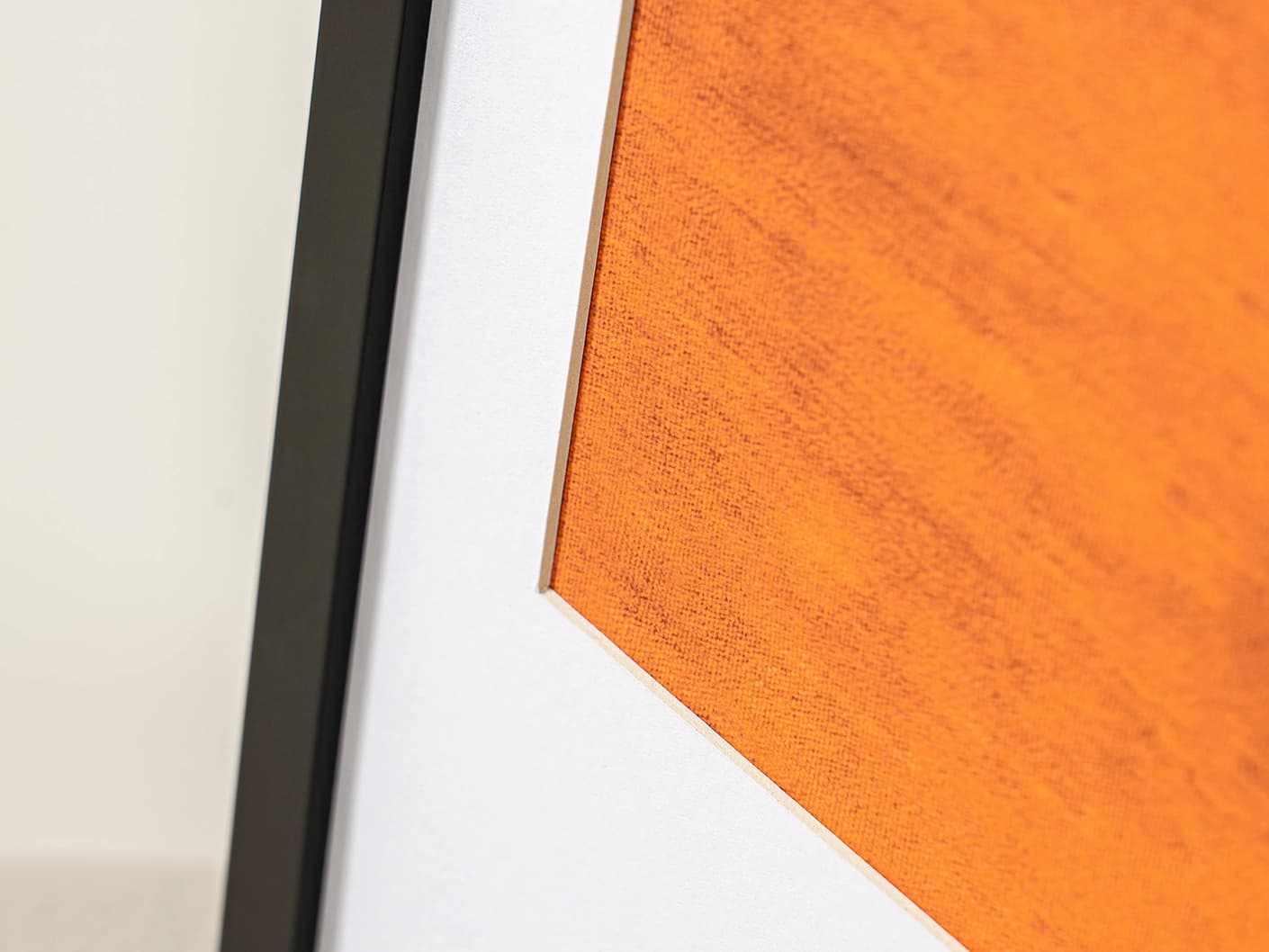 Bloom fine art print in orange and taupe, shown in a lifestyle close-up view as image 2