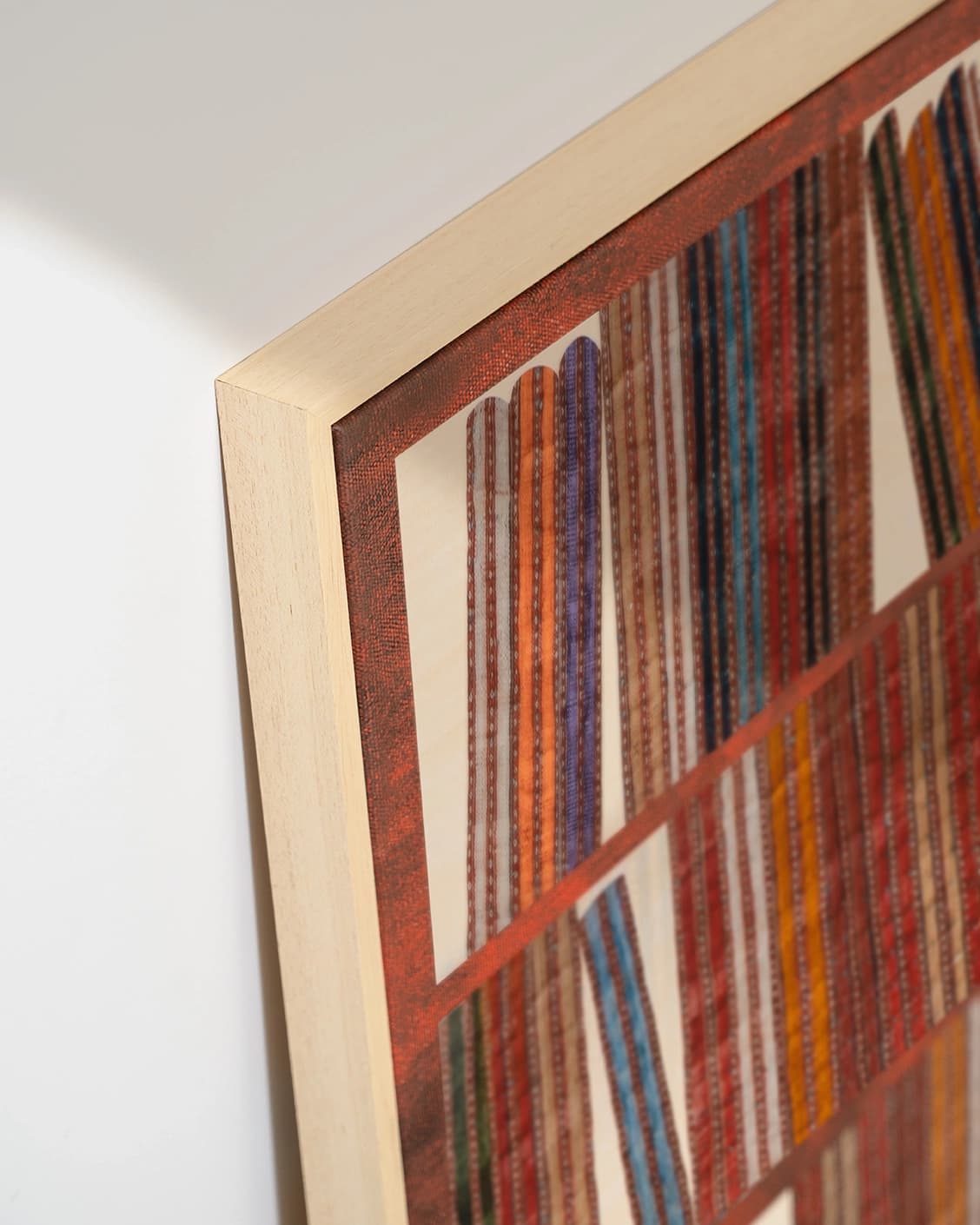 Books canvas in rust, blue and multicolour, shown in a product close-up as image 6